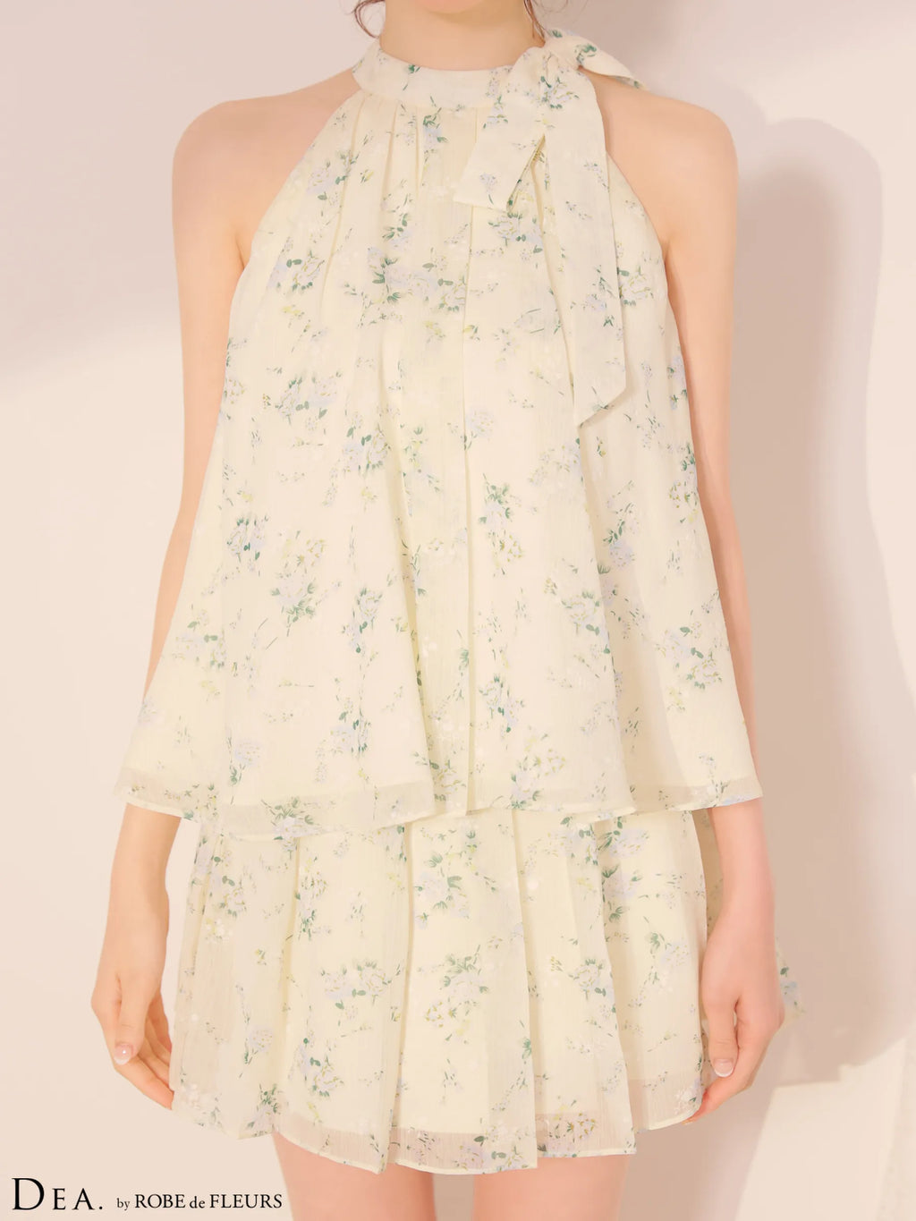 フラワーシフォンフレアセットアップミニキャバドレス(DE4689)