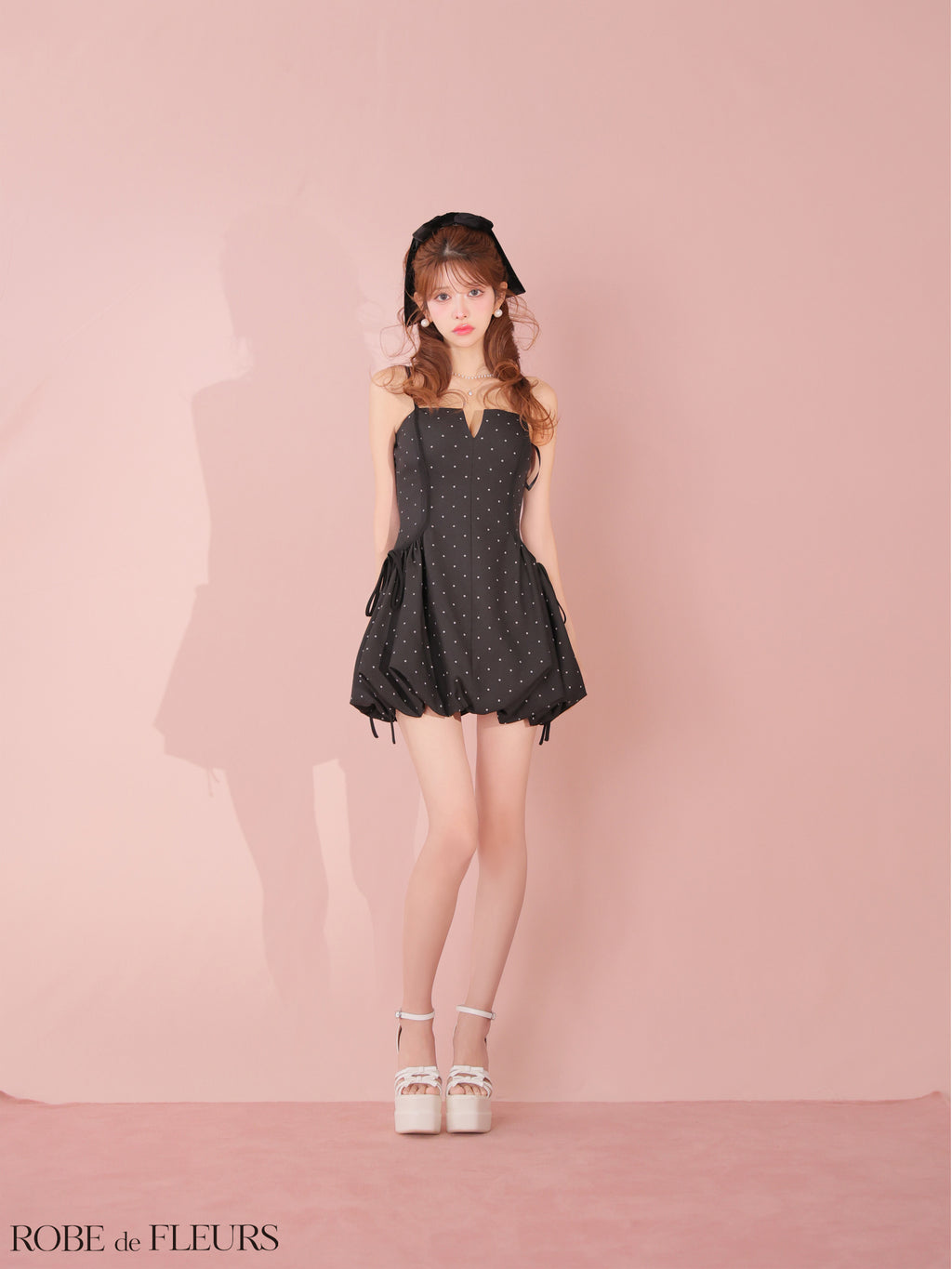 ★予約商品★【7月上旬頃入荷予定】【XSサイズあり】ドット柄バルーンミニキャバドレス (fm4702)