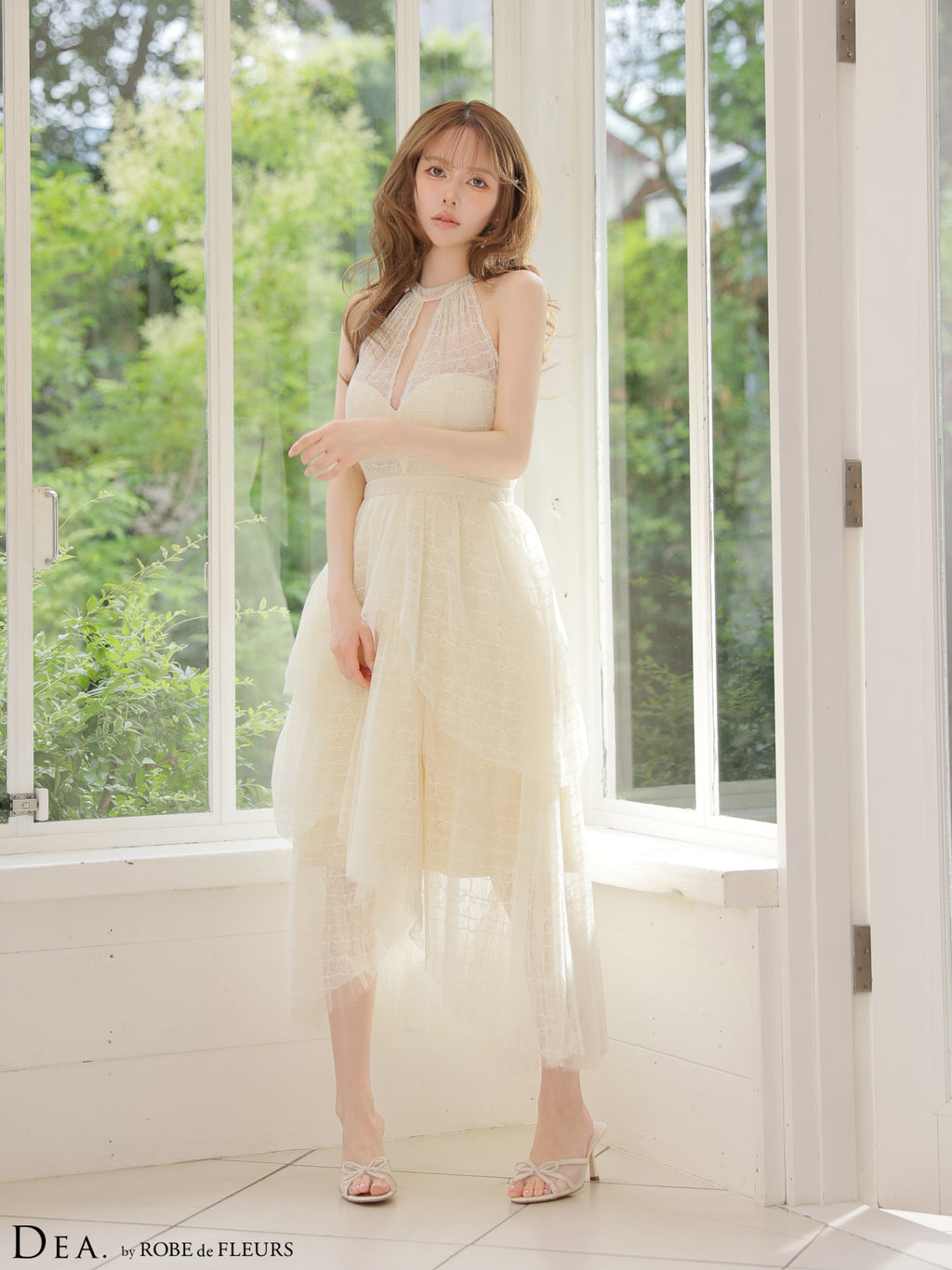 ★予約商品★【7月上旬頃入荷予定】【XS〜Lサイズあり】プリーツシアーボウタイティアードロングキャバドレス(DE4903)