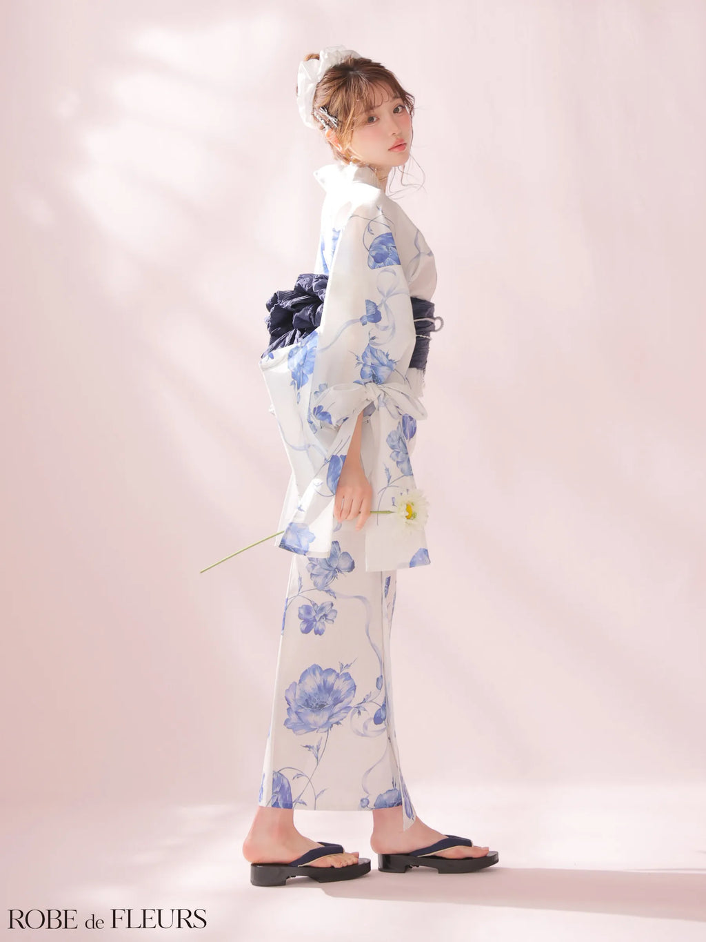 【浴衣】ROBE de FLEURS Ribbon Sleeve Flower Yukata（fm4910）