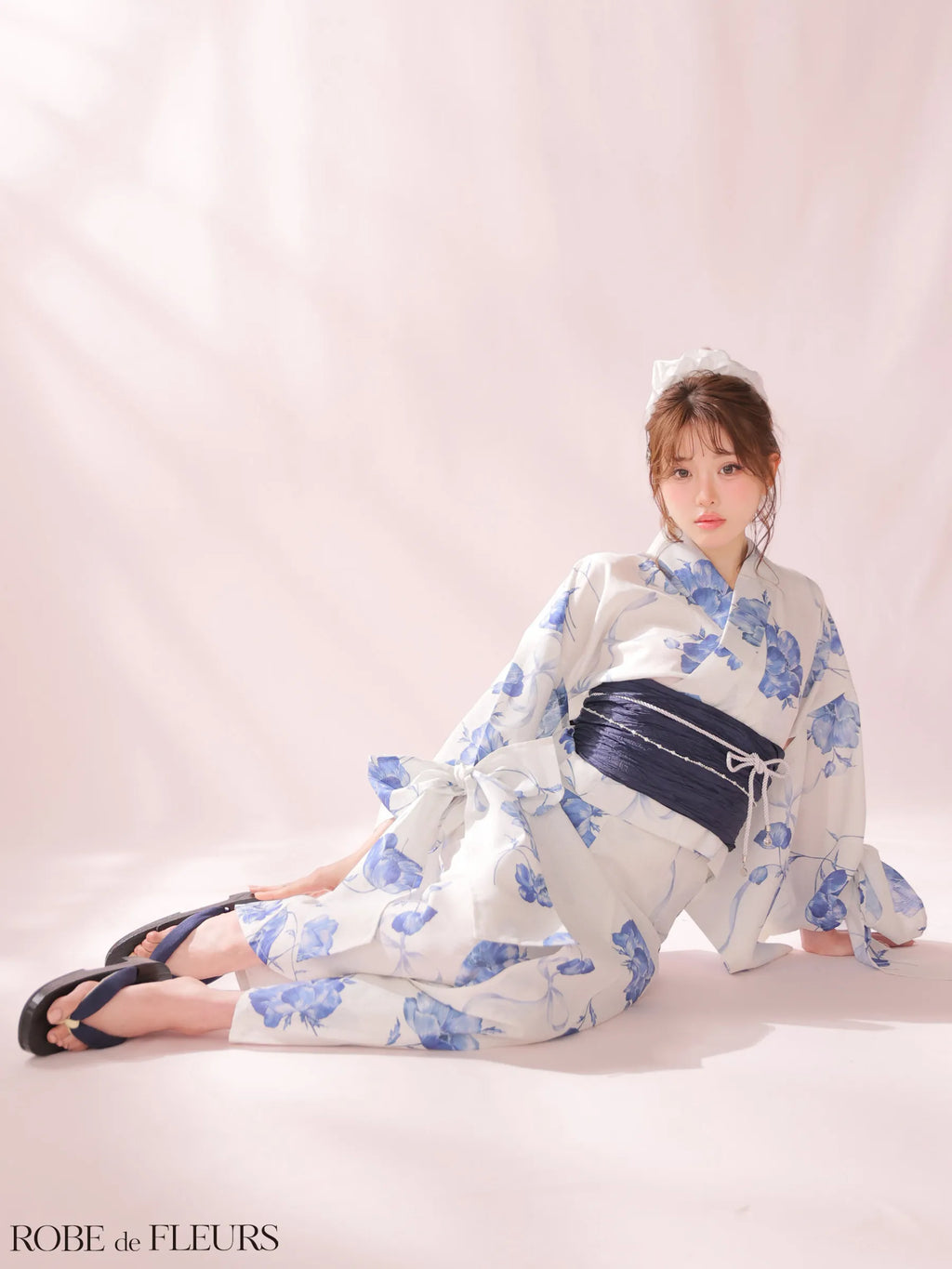 【浴衣】ROBE de FLEURS Ribbon Sleeve Flower Yukata（fm4910）