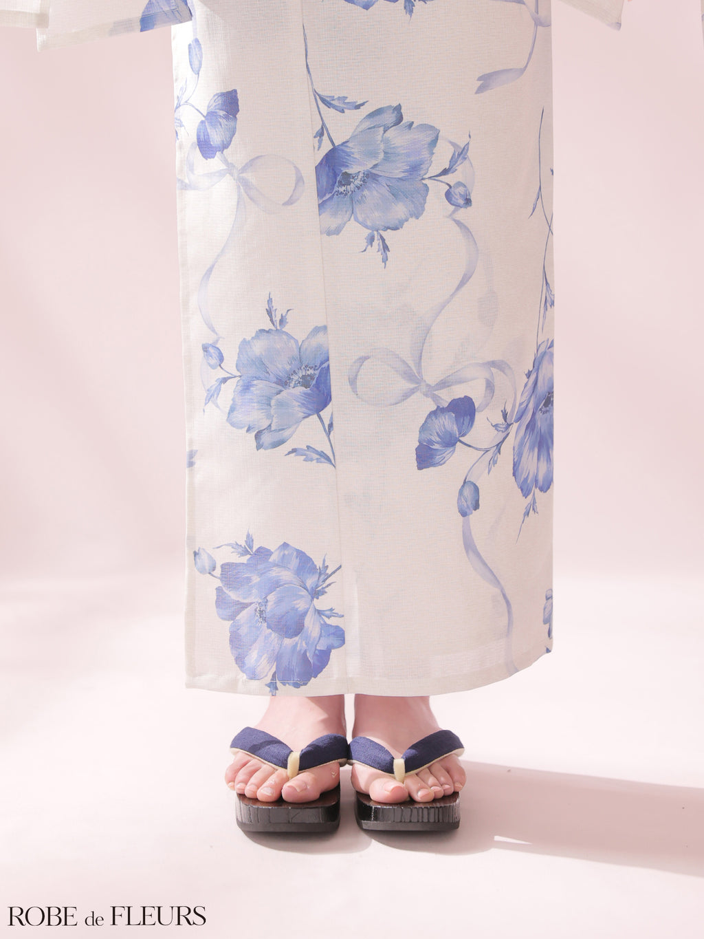 【浴衣】ROBE de FLEURS Ribbon Sleeve Flower Yukata（fm4910）