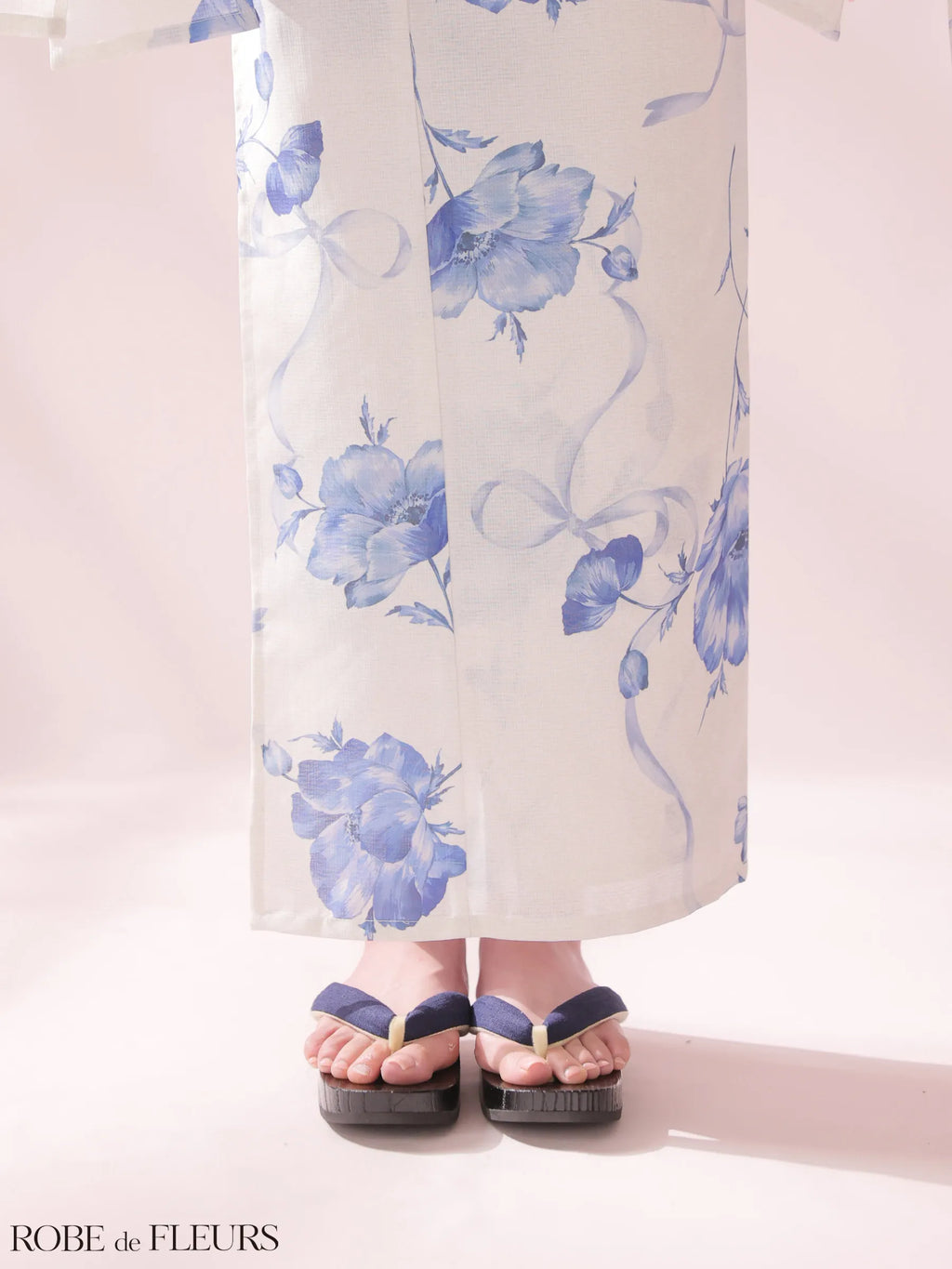 【浴衣】ROBE de FLEURS Ribbon Sleeve Flower Yukata（fm4910）