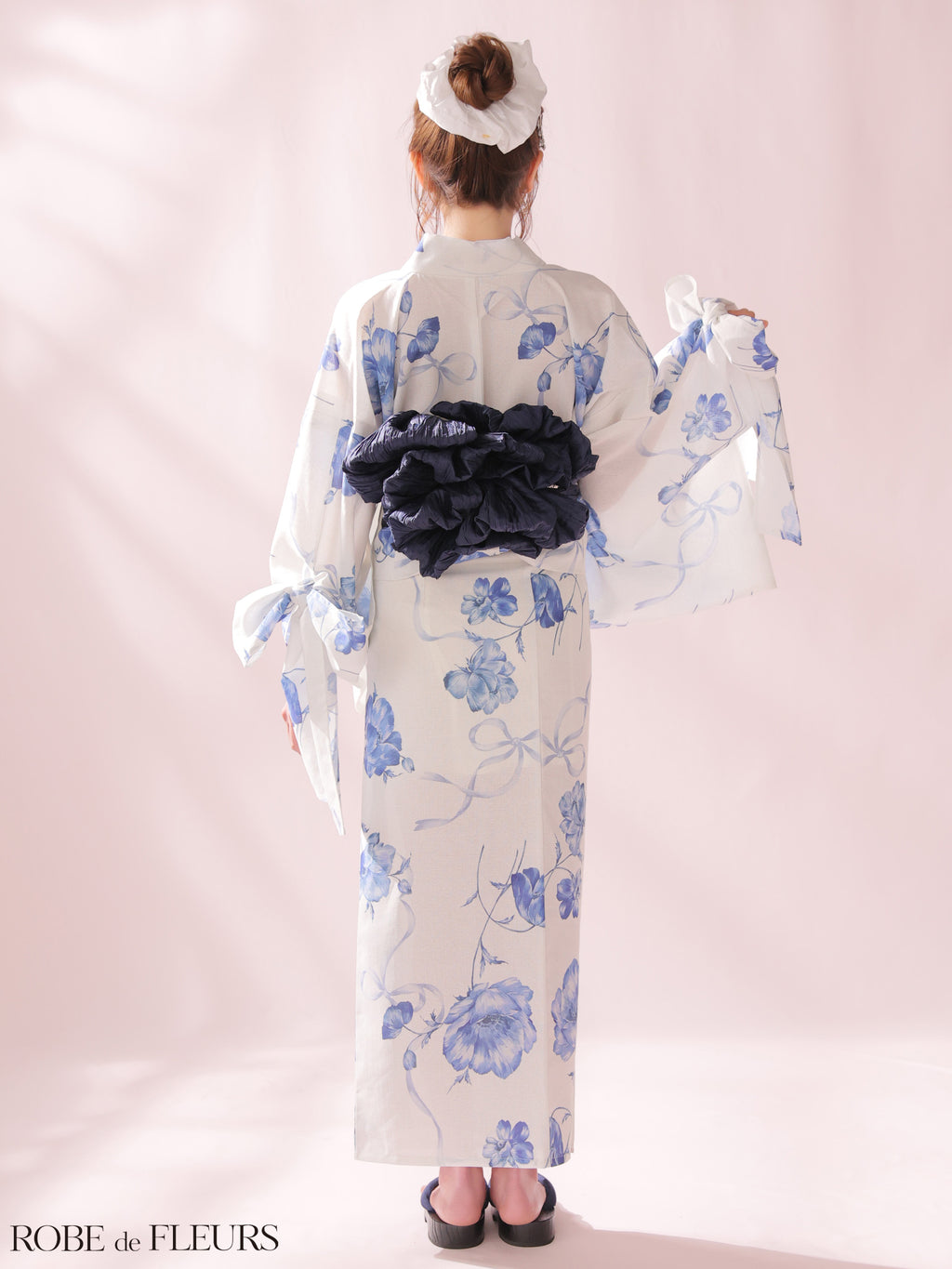【浴衣】ROBE de FLEURS Ribbon Sleeve Flower Yukata（fm4910）