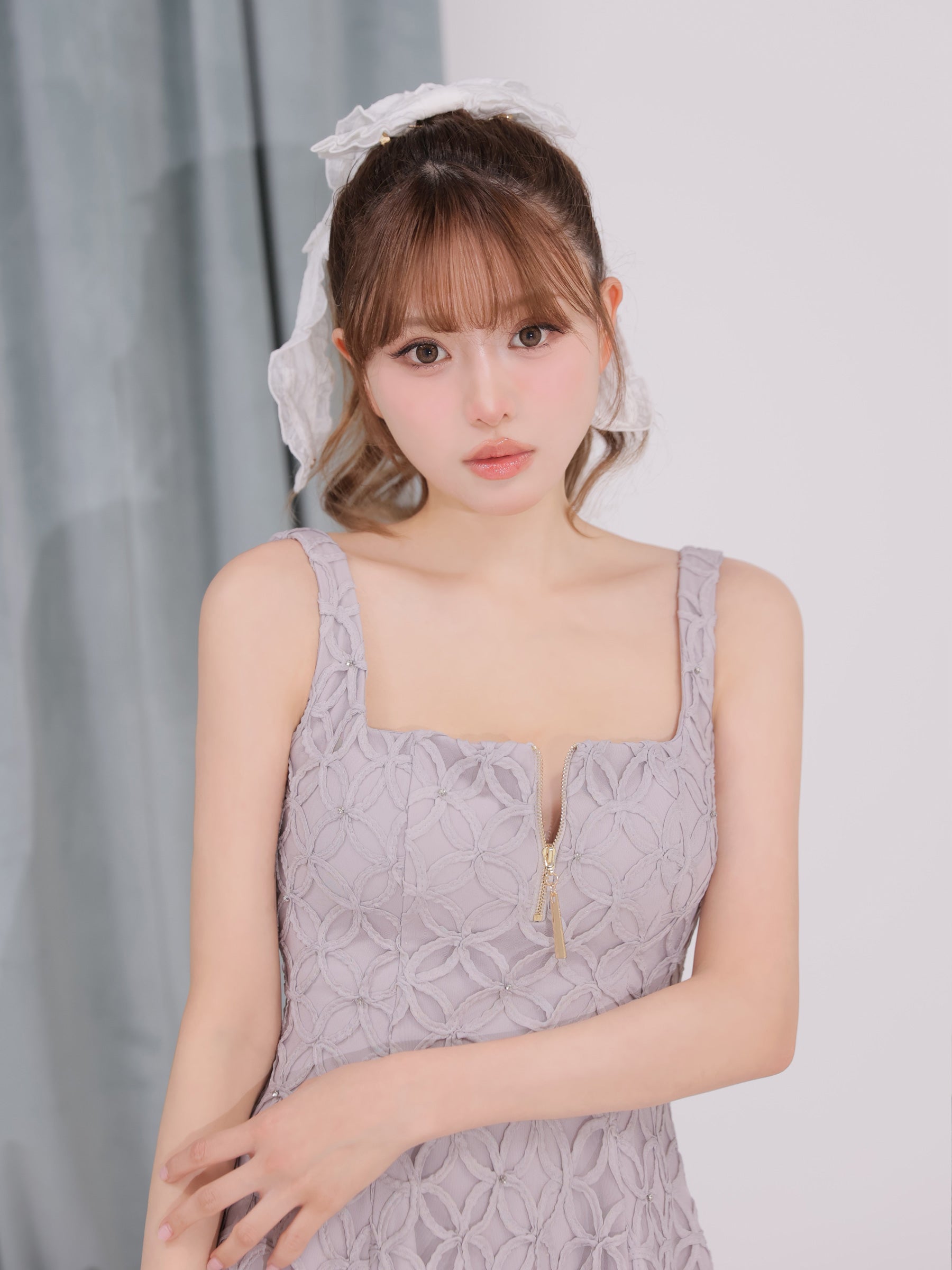 予約商品【7月下旬頃入荷予定】フラワーレースジップフレアミニキャバドレス (fm4919)