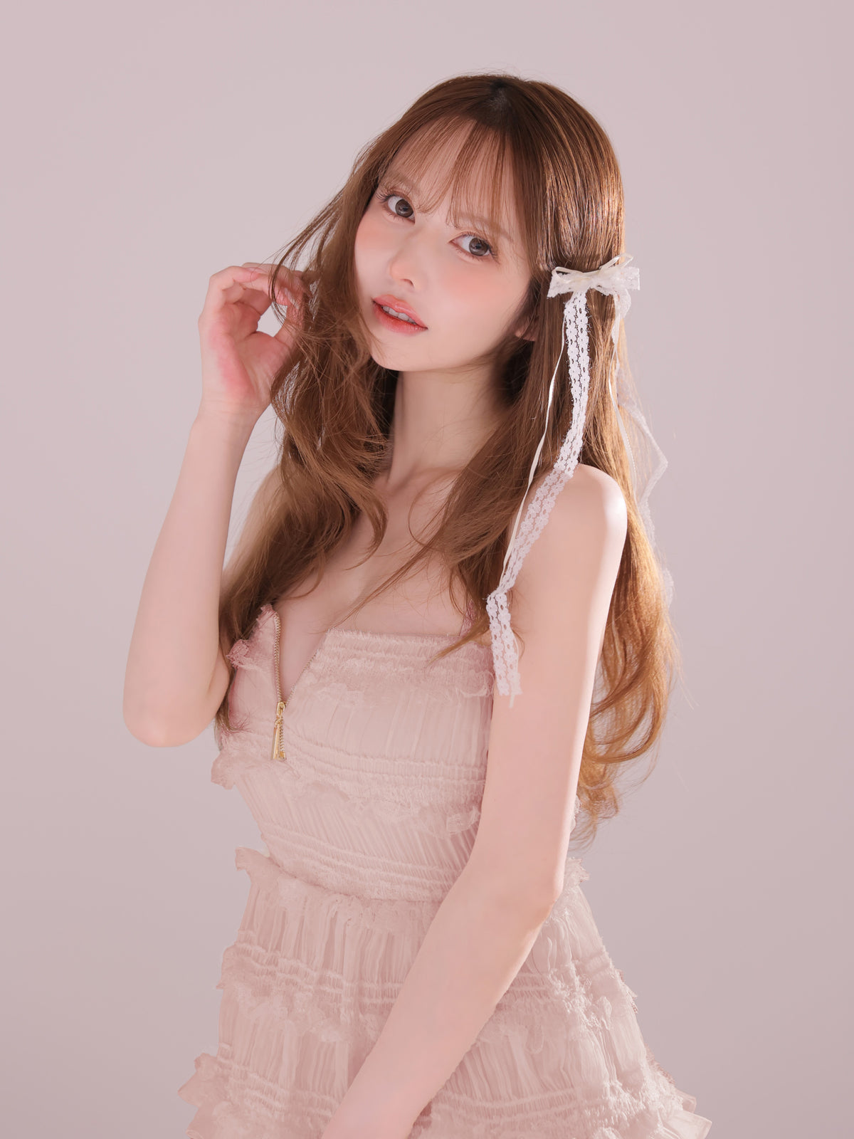 【予約】シャーリングティアードシフォンロングキャバドレス (fm4921)