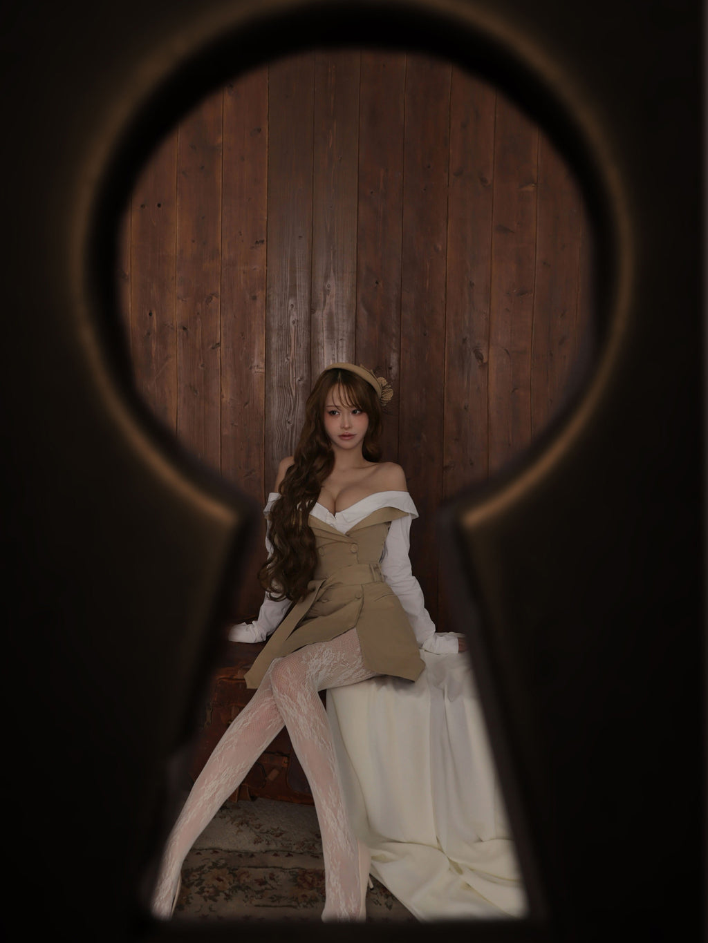 【ドレス単品/ベージュ】Ruelle de brille mini dress (brille5042)