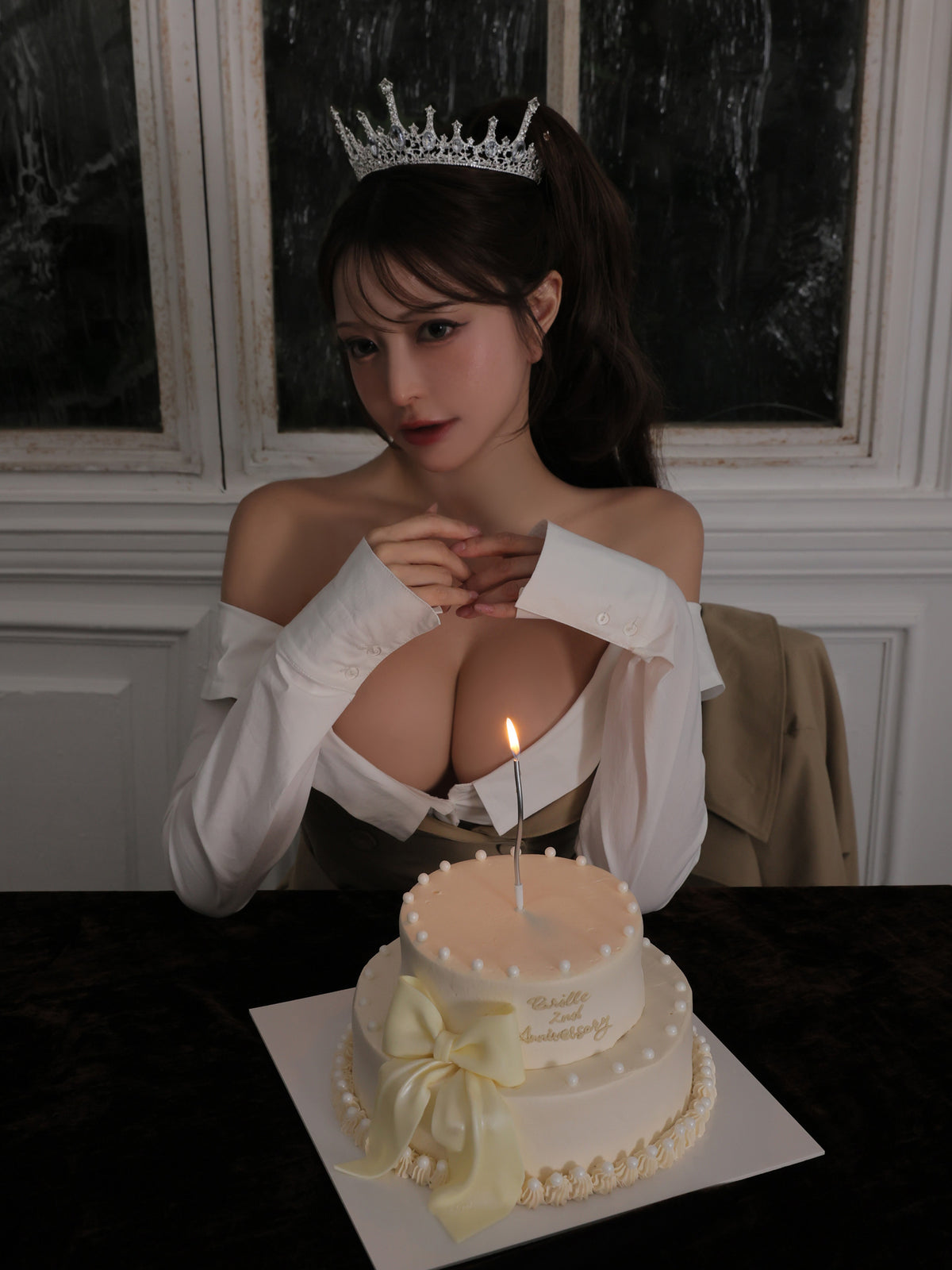 【ドレス単品/ベージュ】Ruelle de brille mini dress (brille5042)