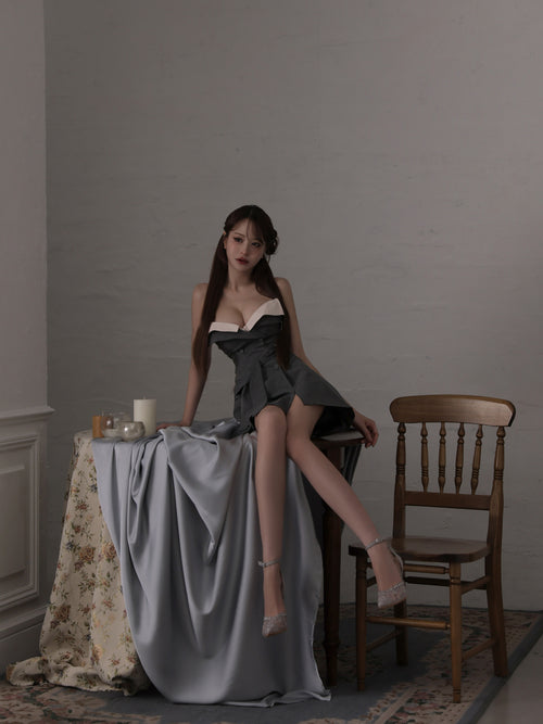 【ドレス単品/グレー】Ruelle de brille mini dress (brille5075)