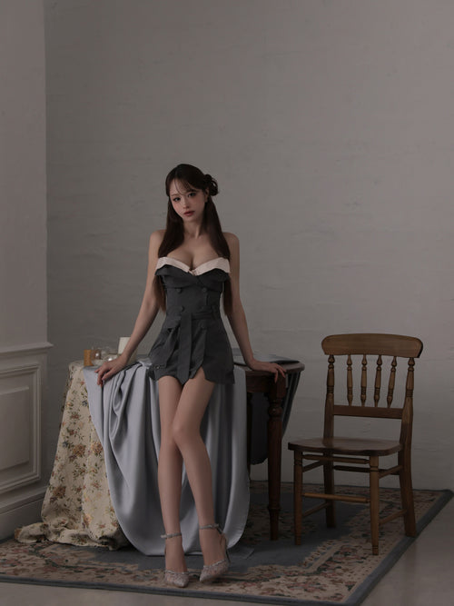 【ドレス単品/グレー】Ruelle de brille mini dress (brille5075)