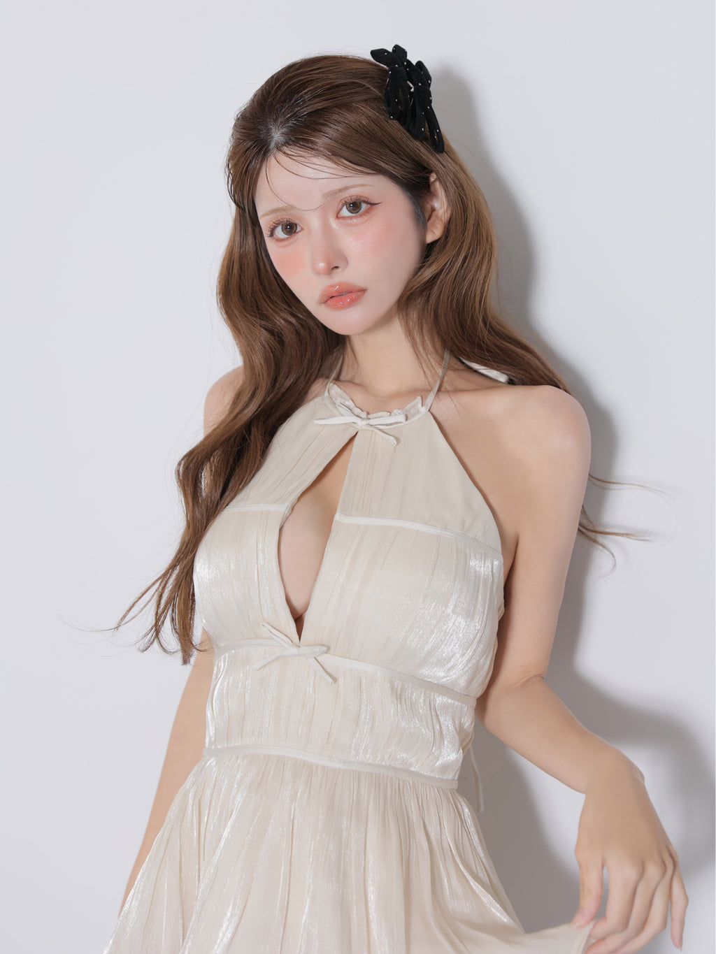 【予約】グロスシフォンホルターミニキャバドレス (fm5400)