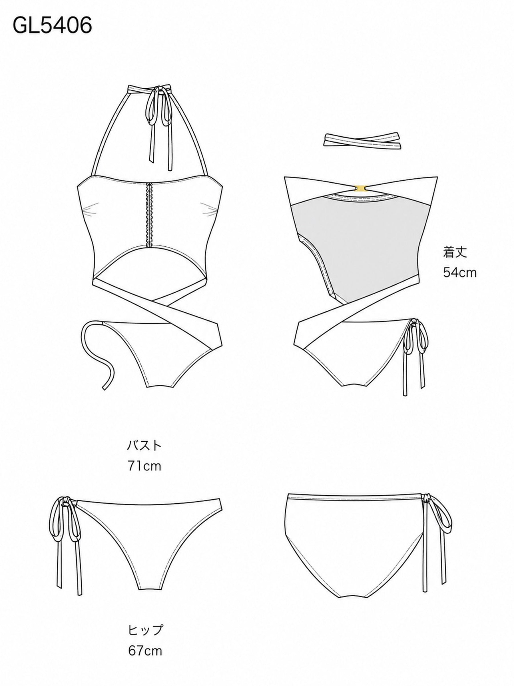 【水着】Backlace Cross Swimwear（GL5406）【返品不可】