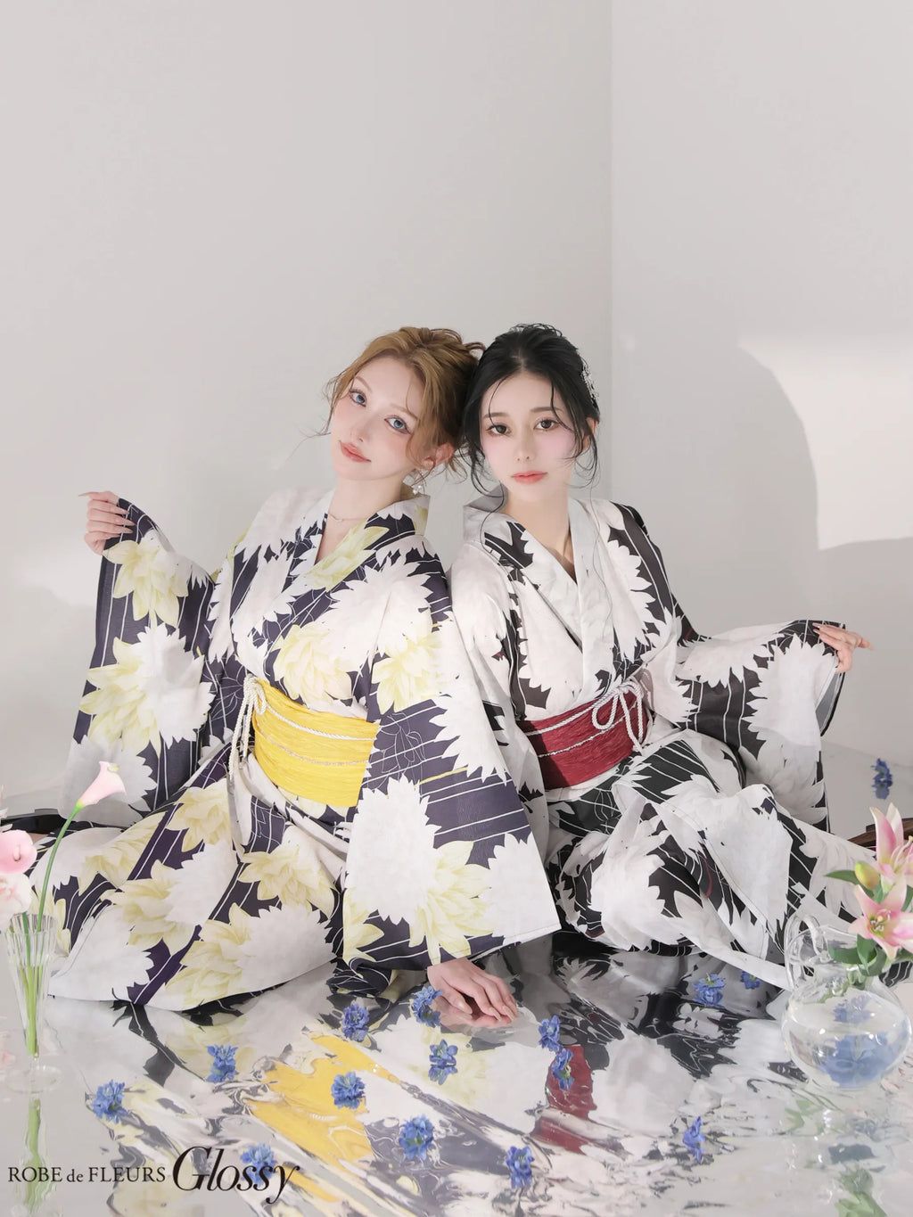 【浴衣】ROBE de FLEURS Glossy Modern Dahlia Yukata (GL5414)