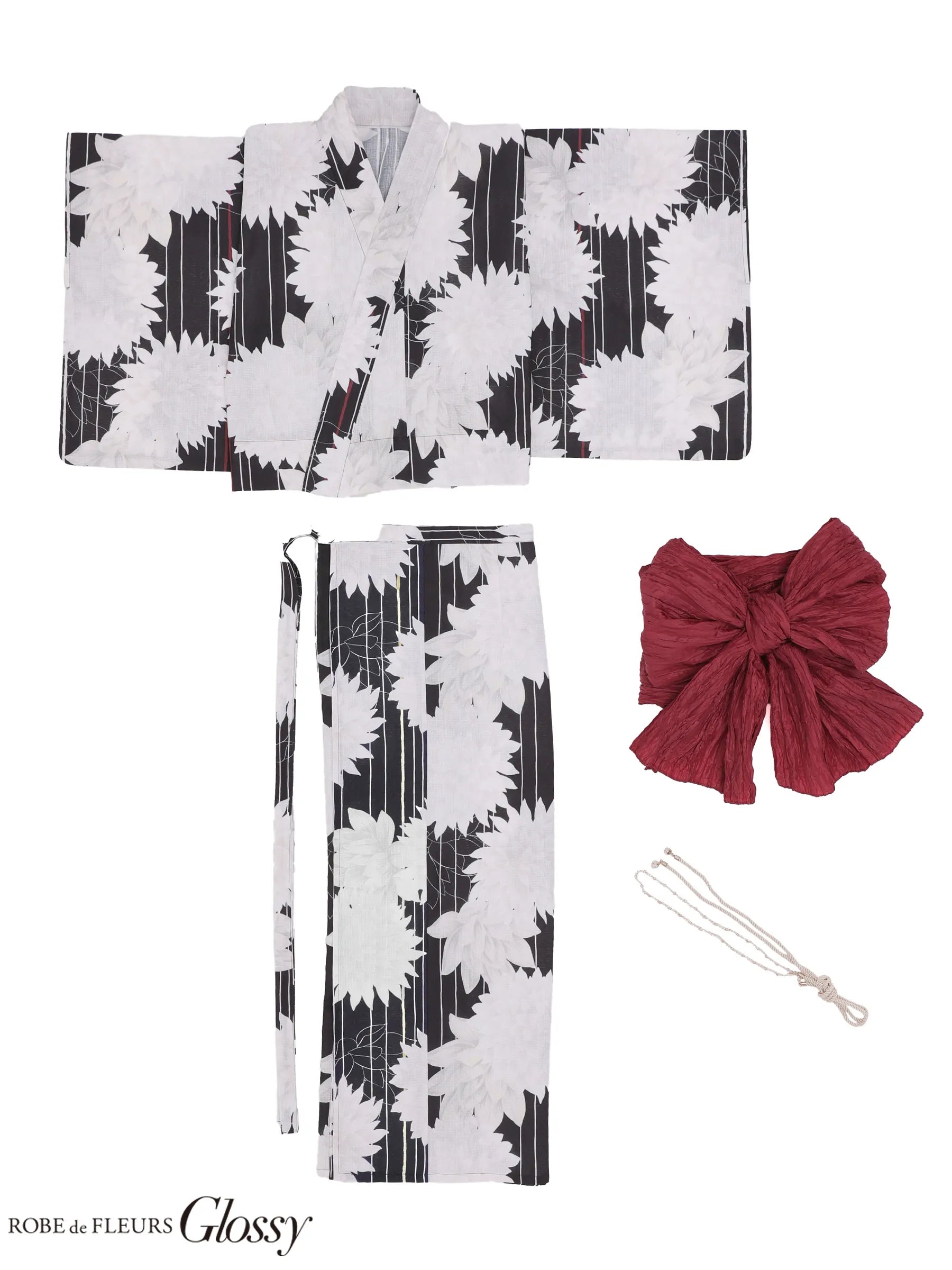 【浴衣】ROBE de FLEURS Glossy Modern Dahlia Yukata (GL5414)
