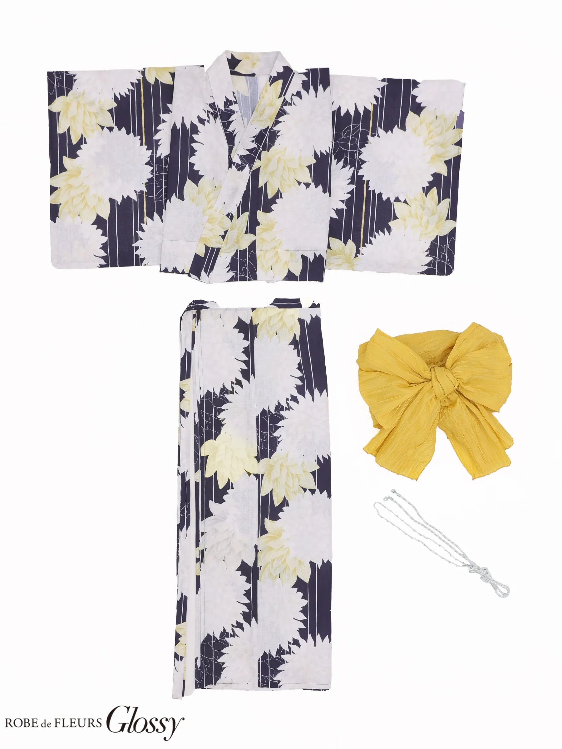 【浴衣】ROBE de FLEURS Glossy Modern Dahlia Yukata (GL5414)