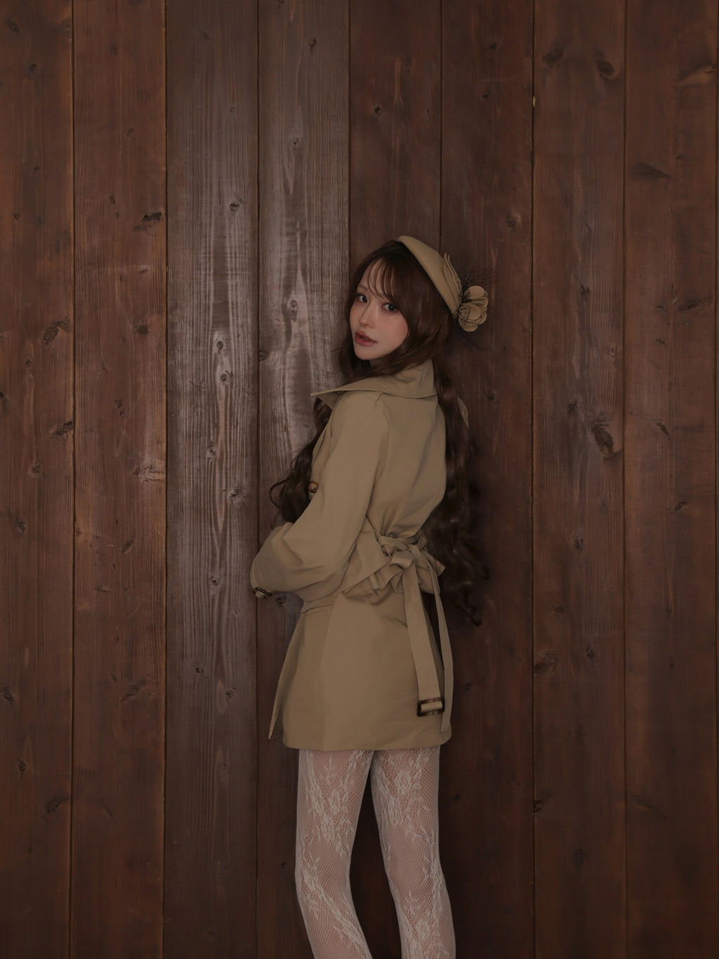 【セット/ベージュ】Ruelle de Brille Mini Dress（brille5075）Ruelle de Brille Short Trench Coat（brille5416）