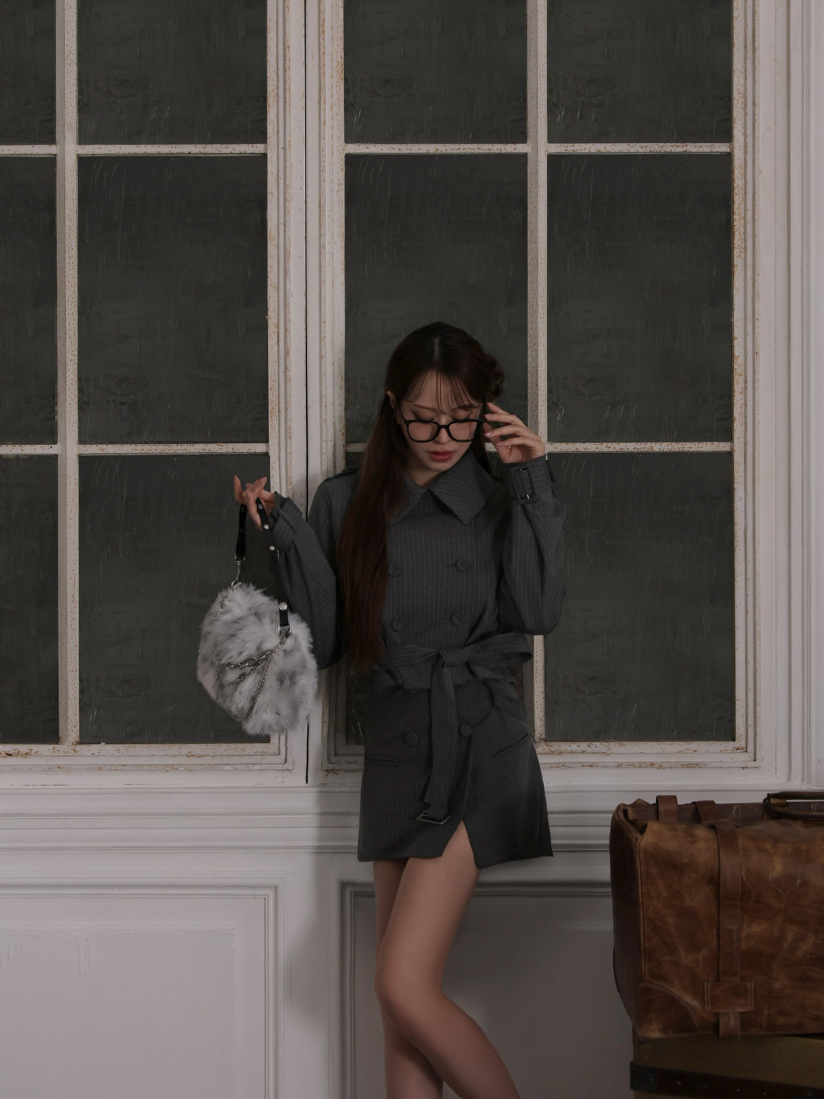 【ドレス単品/グレー】Ruelle de brille mini dress (brille5075)